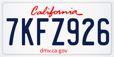 CA license plate 7KFZ926