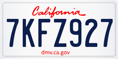 CA license plate 7KFZ927