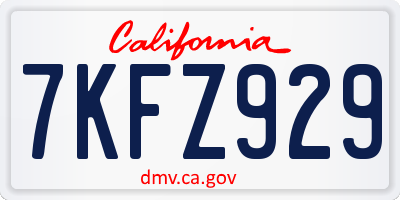 CA license plate 7KFZ929