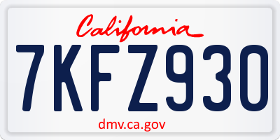 CA license plate 7KFZ930