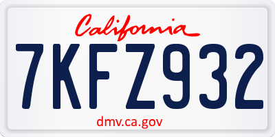 CA license plate 7KFZ932