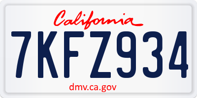 CA license plate 7KFZ934