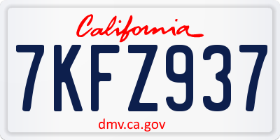 CA license plate 7KFZ937