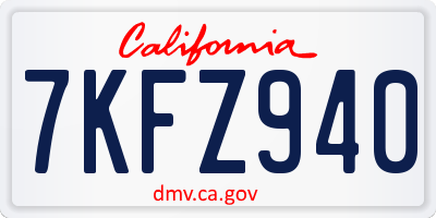 CA license plate 7KFZ940