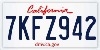 CA license plate 7KFZ942
