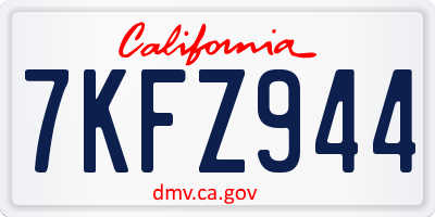 CA license plate 7KFZ944