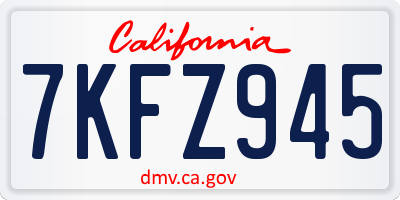 CA license plate 7KFZ945