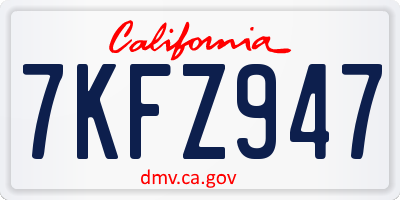 CA license plate 7KFZ947