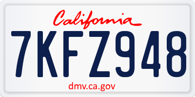 CA license plate 7KFZ948