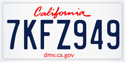 CA license plate 7KFZ949
