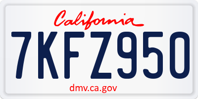 CA license plate 7KFZ950