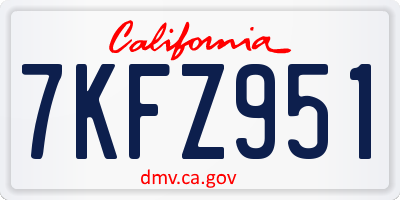 CA license plate 7KFZ951