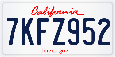 CA license plate 7KFZ952