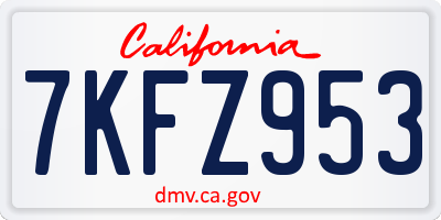 CA license plate 7KFZ953