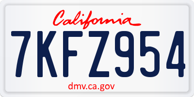 CA license plate 7KFZ954