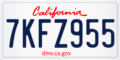 CA license plate 7KFZ955