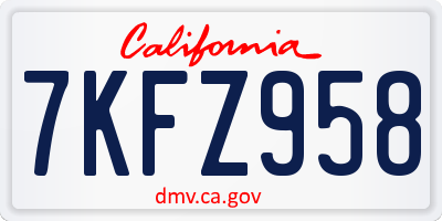 CA license plate 7KFZ958