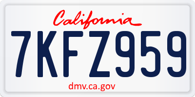 CA license plate 7KFZ959