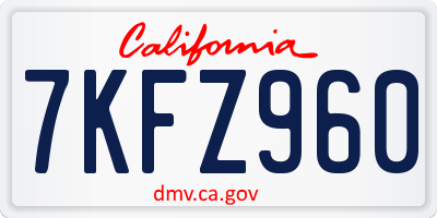 CA license plate 7KFZ960