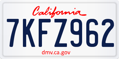 CA license plate 7KFZ962