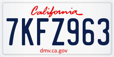 CA license plate 7KFZ963