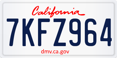 CA license plate 7KFZ964