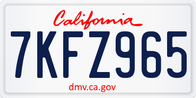 CA license plate 7KFZ965