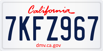 CA license plate 7KFZ967