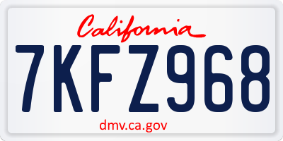 CA license plate 7KFZ968