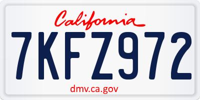 CA license plate 7KFZ972