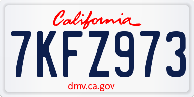 CA license plate 7KFZ973