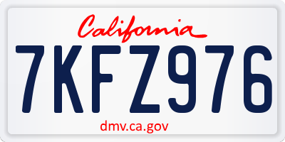 CA license plate 7KFZ976
