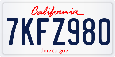 CA license plate 7KFZ980