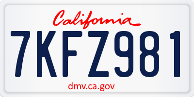 CA license plate 7KFZ981