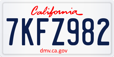 CA license plate 7KFZ982