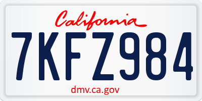 CA license plate 7KFZ984