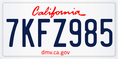 CA license plate 7KFZ985