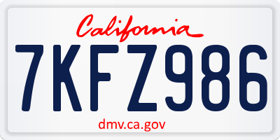 CA license plate 7KFZ986