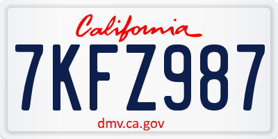 CA license plate 7KFZ987