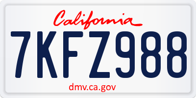 CA license plate 7KFZ988