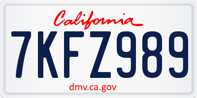 CA license plate 7KFZ989