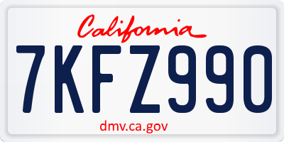 CA license plate 7KFZ990