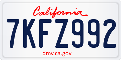CA license plate 7KFZ992