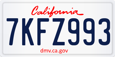 CA license plate 7KFZ993