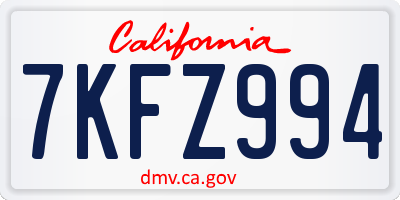 CA license plate 7KFZ994