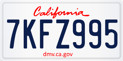 CA license plate 7KFZ995