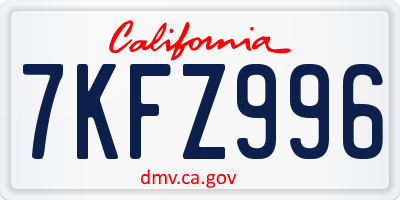 CA license plate 7KFZ996