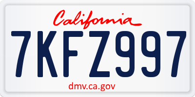 CA license plate 7KFZ997