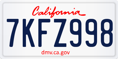 CA license plate 7KFZ998