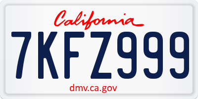 CA license plate 7KFZ999